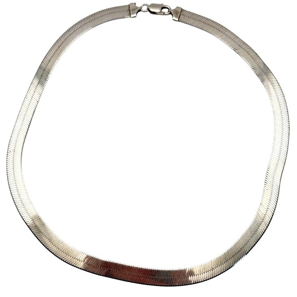 LIRM Sterling Silver 925 Herringbone Necklace 20in 33.87g Italy Wide Chain